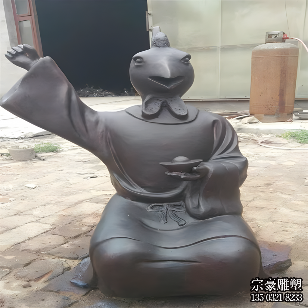 酉雞銅雕，獸首人身十二生肖銅雕塑